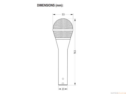 Dynamický mikrofón vhodný pre spev i nástroje, 50 Hz - 16 kHz, charakteristika hyperkardioidná, 290 Ohm, citlivosť 1.6 mV / Pa, objímka, obal, 0.307 kg